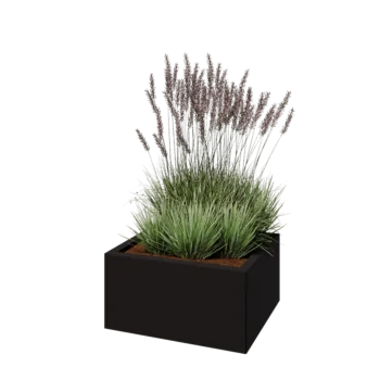 Teräksinen istutuslaatikko - Suorakaiteen muotoiset - 60 x 50 x 30 cm - RAL9005 matta (musta) - Pohjalevyllä