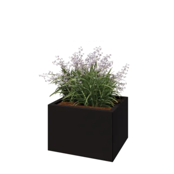 Teräksinen istutuslaatikko - Suorakaiteen muotoiset - 60 x 50 x 40 cm - RAL9005 matta (musta) - Ilman pohjalevyä