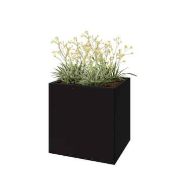 Teräksinen istutuslaatikko - Suorakaiteen muotoiset - 60 x 50 x 60 cm - RAL9005 matta (musta) - Pohjalevyllä