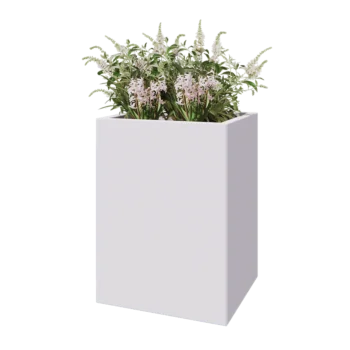 Teräksinen istutuslaatikko - Suorakaiteen muotoiset - 60 x 50 x 80 cm - RAL9010 matta (valkoinen) - Pohjalevyllä
