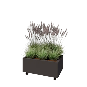 Teräksinen istutuslaatikko - Suorakaiteen muotoiset - 80 x 50 x 30 cm - Muu RAL-väri - Pohjalevyllä - Pyörillä