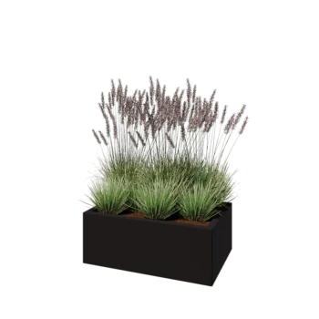 Teräksinen istutuslaatikko - Suorakaiteen muotoiset - 80 x 50 x 30 cm - RAL9005 matta (musta) - Pohjalevyllä