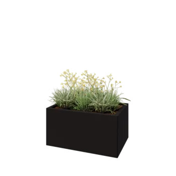 Teräksinen istutuslaatikko - Suorakaiteen muotoiset - 80 x 50 x 40 cm - RAL9005 matta (musta) - Pohjalevyllä