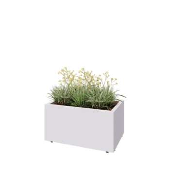 Teräksinen istutuslaatikko - Suorakaiteen muotoiset - 80 x 50 x 40 cm - RAL9010 matta (valkoinen) - Pohjalevyllä - Jaloilla