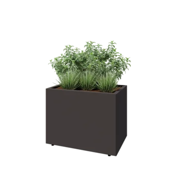 Teräksinen istutuslaatikko - Suorakaiteen muotoiset - 80 x 50 x 60 cm - RAL7016 matta (antrasiitinharmaa) - Pohjalevyllä - Jaloilla