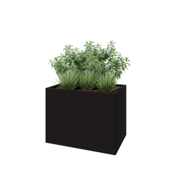 Teräksinen istutuslaatikko - Suorakaiteen muotoiset - 80 x 50 x 60 cm - RAL9005 matta (musta) - Pohjalevyllä