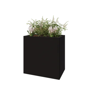 Teräksinen istutuslaatikko - Suorakaiteen muotoiset - 80 x 50 x 80 cm - RAL9005 matta (musta) - Ilman pohjalevyä