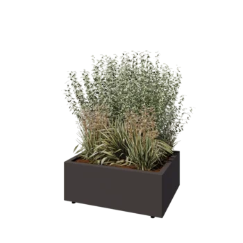 Teräksinen istutuslaatikko - Suorakaiteen muotoiset - 80 x 60 x 30 cm - RAL7016 matta (antrasiitinharmaa) - Pohjalevyllä - Jaloilla