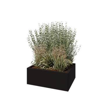 Teräksinen istutuslaatikko - Suorakaiteen muotoiset - 80 x 60 x 30 cm - RAL9005 matta (musta) - Ilman pohjalevyä