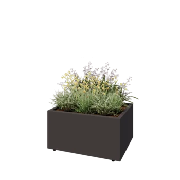 Teräksinen istutuslaatikko - Suorakaiteen muotoiset - 80 x 60 x 40 cm - Muu RAL-väri - Pohjalevyllä - Jaloilla