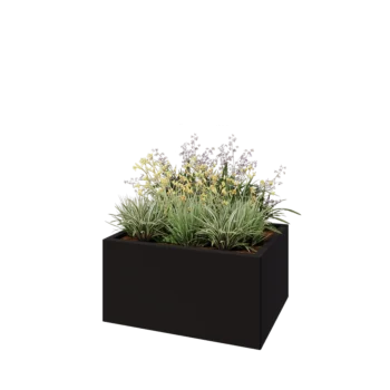 Teräksinen istutuslaatikko - Suorakaiteen muotoiset - 80 x 60 x 40 cm - RAL9005 matta (musta) - Pohjalevyllä