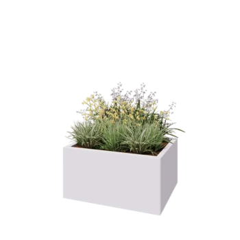 Teräksinen istutuslaatikko - Suorakaiteen muotoiset - 80 x 60 x 40 cm - RAL9010 matta (valkoinen) - Ilman pohjalevyä