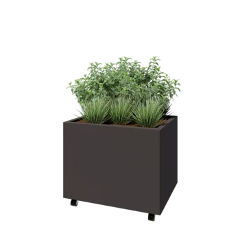 Teräksinen istutuslaatikko - Suorakaiteen muotoiset - 80 x 60 x 60 cm - Muu RAL-väri - Pohjalevyllä - Pyörillä