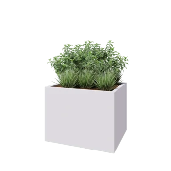 Teräksinen istutuslaatikko - Suorakaiteen muotoiset - 80 x 60 x 60 cm - RAL9010 matta (valkoinen) - Ilman pohjalevyä