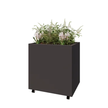 Teräksinen istutuslaatikko - Suorakaiteen muotoiset - 80 x 60 x 80 cm - RAL7016 matta (antrasiitinharmaa) - Pohjalevyllä - Pyörillä