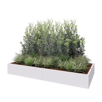 Teräksinen istutuslaatikko XXL - Suorakaiteen muotoiset - 240 x 100 x 30 cm - RAL9010 matta (valkoinen) - Pohjalevyllä