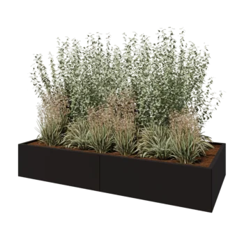 Teräksinen istutuslaatikko XXL - Suorakaiteen muotoiset - 240 x 100 x 40 cm - RAL9005 matta (musta) - Pohjalevyllä