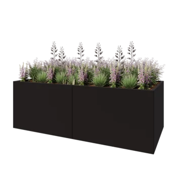 Teräksinen istutuslaatikko XXL - Suorakaiteen muotoiset - 240 x 100 x 80 cm - RAL9005 matta (musta) - Ilman pohjalevyä