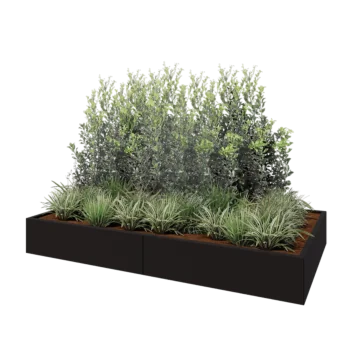 Teräksinen istutuslaatikko XXL - Suorakaiteen muotoiset - 240 x 120 x 30 cm - RAL9005 matta (musta) - Pohjalevyllä