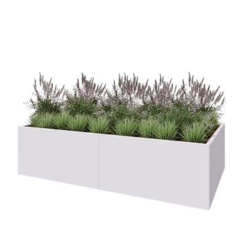 Teräksinen istutuslaatikko XXL - Suorakaiteen muotoiset - 240 x 120 x 60 cm - RAL9010 matta (valkoinen) - Pohjalevyllä