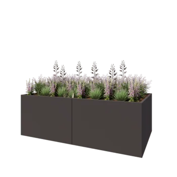 Teräksinen istutuslaatikko XXL - Suorakaiteen muotoiset - 240 x 120 x 80 cm - RAL7016 matta (antrasiitinharmaa) - Pohjalevyllä