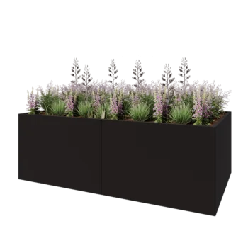 Teräksinen istutuslaatikko XXL - Suorakaiteen muotoiset - 240 x 120 x 80 cm - RAL9005 matta (musta) - Pohjalevyllä