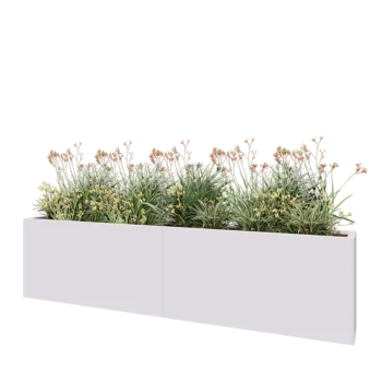 Teräksinen istutuslaatikko XXL - Suorakaiteen muotoiset - 240 x 30 x 60 cm - RAL9010 matta (valkoinen) - Pohjalevyllä