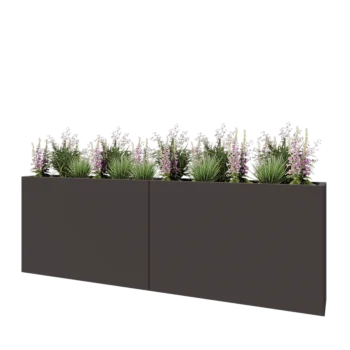 Teräksinen istutuslaatikko XXL - Suorakaiteen muotoiset - 240 x 30 x 80 cm - RAL7016 matta (antrasiitinharmaa) - Pohjalevyllä