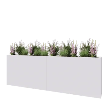 Teräksinen istutuslaatikko XXL - Suorakaiteen muotoiset - 240 x 30 x 80 cm - RAL9010 matta (valkoinen) - Pohjalevyllä