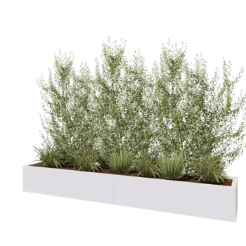 Teräksinen istutuslaatikko XXL - Suorakaiteen muotoiset - 240 x 40 x 30 cm - RAL9010 matta (valkoinen) - Pohjalevyllä