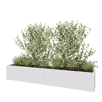 Teräksinen istutuslaatikko XXL - Suorakaiteen muotoiset - 240 x 40 x 40 cm - RAL9010 matta (valkoinen) - Pohjalevyllä