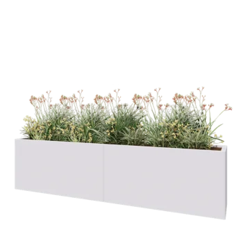Teräksinen istutuslaatikko XXL - Suorakaiteen muotoiset - 240 x 40 x 60 cm - RAL9010 matta (valkoinen) - Ilman pohjalevyä