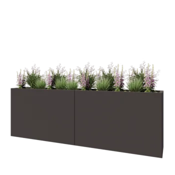 Teräksinen istutuslaatikko XXL - Suorakaiteen muotoiset - 240 x 40 x 80 cm - RAL7016 matta (antrasiitinharmaa) - Pohjalevyllä