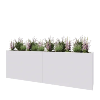 Teräksinen istutuslaatikko XXL - Suorakaiteen muotoiset - 240 x 40 x 80 cm - RAL9010 matta (valkoinen) - Ilman pohjalevyä