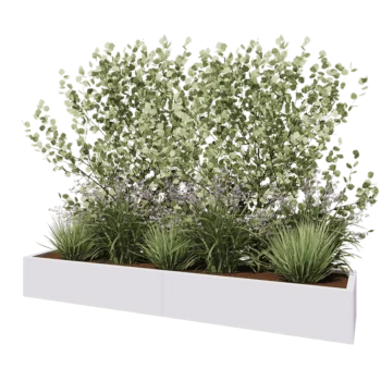 Teräksinen istutuslaatikko XXL - Suorakaiteen muotoiset - 240 x 50 x 30 cm - RAL9010 matta (valkoinen) - Pohjalevyllä