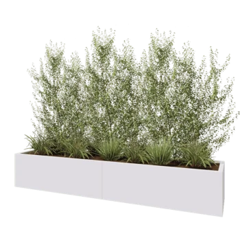 Teräksinen istutuslaatikko XXL - Suorakaiteen muotoiset - 240 x 50 x 40 cm - RAL9010 matta (valkoinen) - Pohjalevyllä