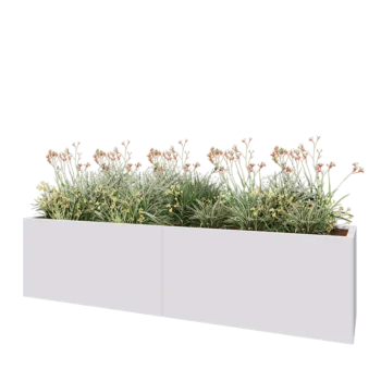 Teräksinen istutuslaatikko XXL - Suorakaiteen muotoiset - 240 x 50 x 60 cm - RAL9010 matta (valkoinen) - Pohjalevyllä