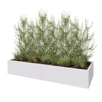 Teräksinen istutuslaatikko XXL - Suorakaiteen muotoiset - 240 x 80 x 40 cm - RAL9010 matta (valkoinen) - Ilman pohjalevyä