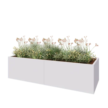 Teräksinen istutuslaatikko XXL - Suorakaiteen muotoiset - 240 x 80 x 60 cm - RAL9010 matta (valkoinen) - Pohjalevyllä