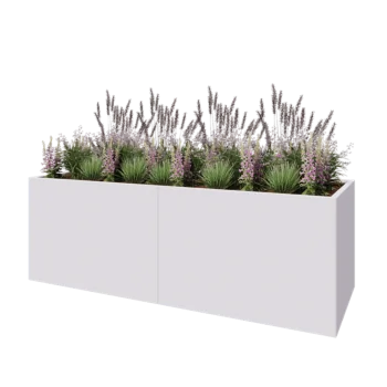 Teräksinen istutuslaatikko XXL - Suorakaiteen muotoiset - 240 x 80 x 80 cm - RAL9010 matta (valkoinen) - Ilman pohjalevyä