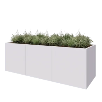 Teräksinen istutuslaatikko XXL - Suorakaiteen muotoiset - 300 x 100 x 100 cm - RAL9010 matta (valkoinen) - Pohjalevyllä