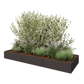 Teräksinen istutuslaatikko XXL - Suorakaiteen muotoiset - 300 x 100 x 30 cm - RAL7016 matta (antrasiitinharmaa) - Pohjalevyllä