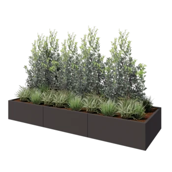 Teräksinen istutuslaatikko XXL - Suorakaiteen muotoiset - 300 x 100 x 40 cm - RAL7016 matta (antrasiitinharmaa) - Pohjalevyllä