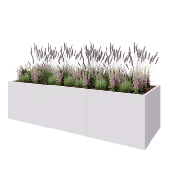 Teräksinen istutuslaatikko XXL - Suorakaiteen muotoiset - 300 x 100 x 80 cm - RAL9010 matta (valkoinen) - Pohjalevyllä