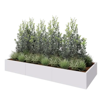 Teräksinen istutuslaatikko XXL - Suorakaiteen muotoiset - 300 x 120 x 40 cm - RAL9010 matta (valkoinen) - Pohjalevyllä