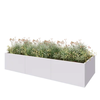 Teräksinen istutuslaatikko XXL - Suorakaiteen muotoiset - 300 x 120 x 80 cm - RAL9010 matta (valkoinen) - Pohjalevyllä