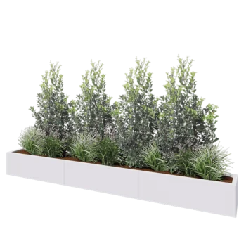 Teräksinen istutuslaatikko XXL - Suorakaiteen muotoiset - 300 x 30 x 30 cm - RAL9010 matta (valkoinen) - Pohjalevyllä
