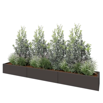Teräksinen istutuslaatikko XXL - Suorakaiteen muotoiset - 300 x 40 x 30 cm - RAL7016 matta (antrasiitinharmaa) - Pohjalevyllä