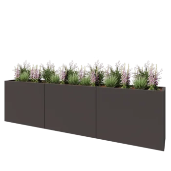 Teräksinen istutuslaatikko XXL - Suorakaiteen muotoiset - 300 x 40 x 80 cm - RAL7016 matta (antrasiitinharmaa) - Ilman pohjalevyä