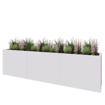 Teräksinen istutuslaatikko XXL - Suorakaiteen muotoiset - 300 x 50 x 80 cm - RAL9010 matta (valkoinen) - Pohjalevyllä
